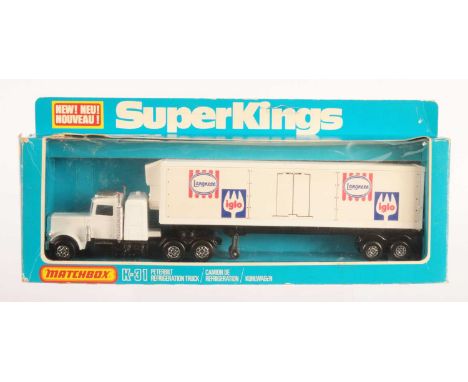 Matchbox Super Kings K-31 Peterbilt Articulated Truck &amp; Refrigerator Trailer "Langnesse iglo" - white Tractor Unit with b