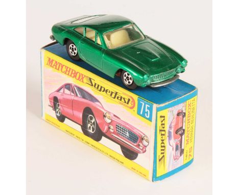 Matchbox Superfast 75a Ferrari Berlinetta RARE TRANSITIONAL ISSUE - metallic green body with headlamp cowls, ivory interior, 