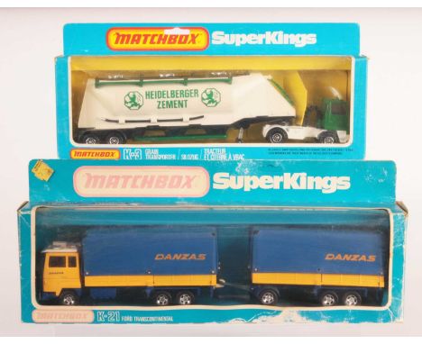 Matchbox Super Kings - Pair of German Export Issue Commercial Vehicles. (1) K-3 "Heidelberger Zement" Bedford Articulated Tru