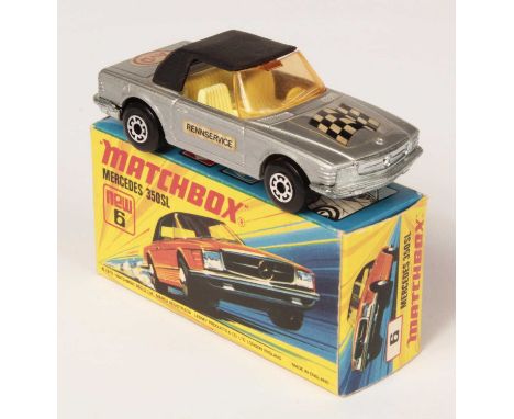 Matchbox Superfast 6b Mercedes 350SL German Market Issue - metallic silver body with "Rennservice" door labels &amp; "AvD" tr