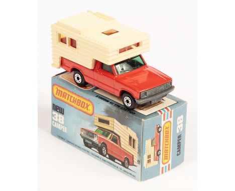 Matchbox Superfast 38d Ford Camper FACTORY PRE-PRODUCTION TRIAL MODEL - burnt orange body with dark green windows, cream plas