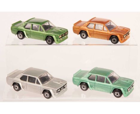 Matchbox Superfast 4 x 74e Fiat Abarth Made in Bulgaria Issues - all are clear windows, black interior, black plastic Bulgari