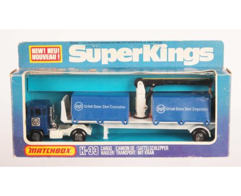 Matchbox Super Kings K-33 Scammell Crusader Articulated Cargo Hauler "United States Steel Corporation" - blue cab, blue windo
