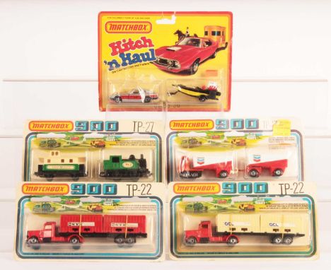 Matchbox Superfast Group of 5 x Twin Packs - (1) TP-17 containing 63b Freeway Gas Tanker &amp; Trailer "Chevron"; (2) TP-22 P