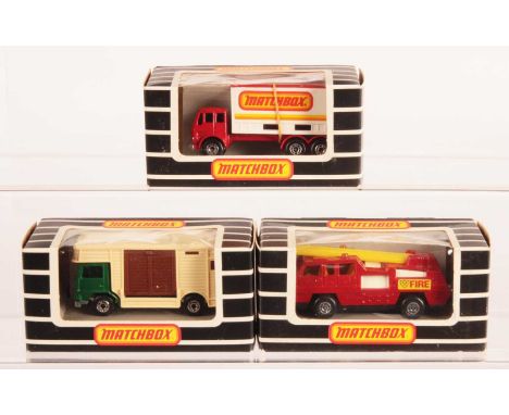 Matchbox Superfast Group of 3 x Models in Italian Market Window Boxes - (1) 22c Blaze Buster Fire Engine - dark red body, lem