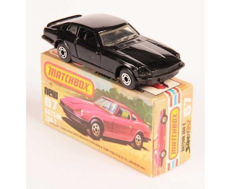 Matchbox Superfast 67c Datsun 260Z - black body with cast shut doors, glow windows, black interior, RARE GLOSS BLACK LESNEY E