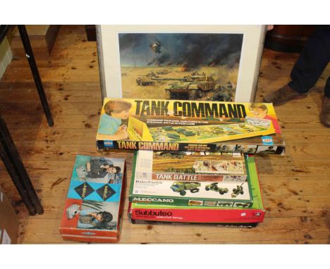 Meccano army set, Subbuteo World Cup Edition, Tank Command, Tank Battle, INGAP Hallo and Desert Storm print