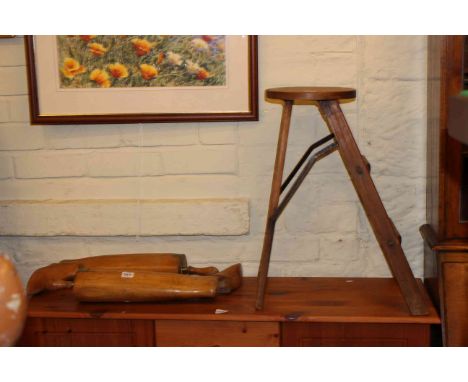 Vintage Atlas ladder stool and pair vintage shoe trees