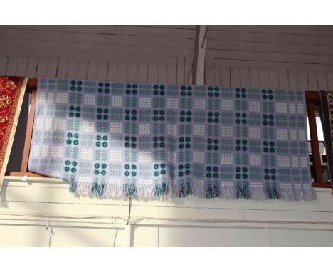 Welsh blanket with a light blue ground