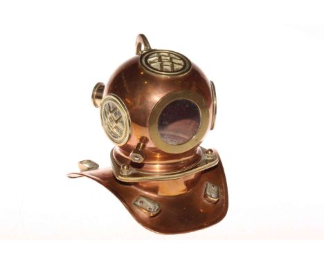 Copper and brass divers helmet ornament