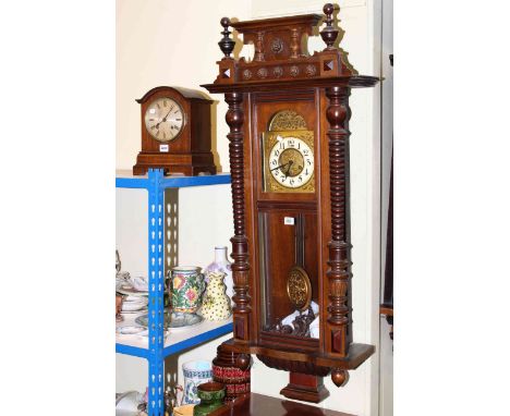 Victorian Vienna wall clock and mahogany mantel clock