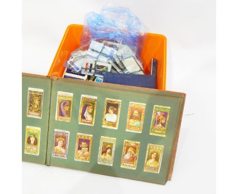 Players cigarette card album and contents including series of roses, classical gods, flags, etc., further cigarette albums, l