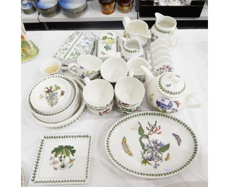 Quantity of Portmeirion Botanic Garden pattern pottery to include cups and saucers, milk jugs, teapot, toast rack etc. 