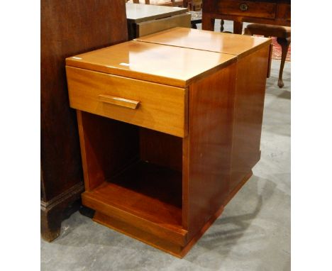 Pair of bedside cabinets fitted a drawer to frieze over open shelf  