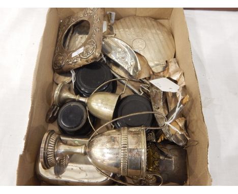 Various silver and silver plate to include silver claret decanter label, photograph frame, hip flask 1898, continental silver