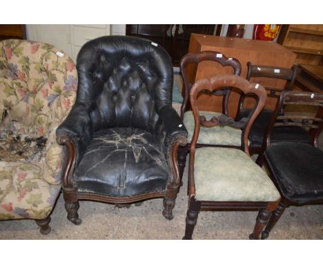 Victorian button upholstered armchair for reupholstery