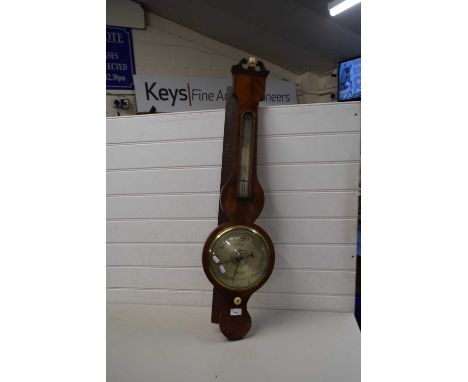 19th Century barometer in mahogany case bearing Ipswich makers  name