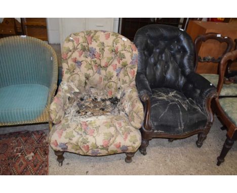 Victorian button upholstered armchair for reupholstery