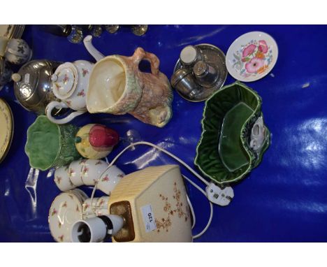 Mixed Lot: Various tea wares, jugs, table lamp, cruet etc