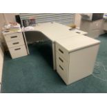 Grey Radial Desk & 2 Pedestal Units
