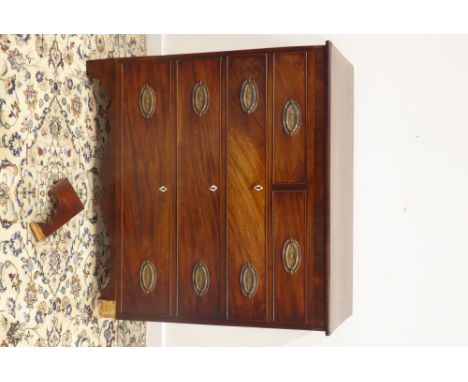Early 19th century figured mahogany chest fitted with two short and three long drawers, bracket feet, W99cm, H92cm, D49cm
