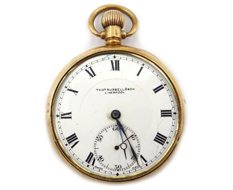 Early 20th century gold cased pocket watch by Thomas Russell & son Liverpool, hallmarked 9ct  Condition Report & Further Deta