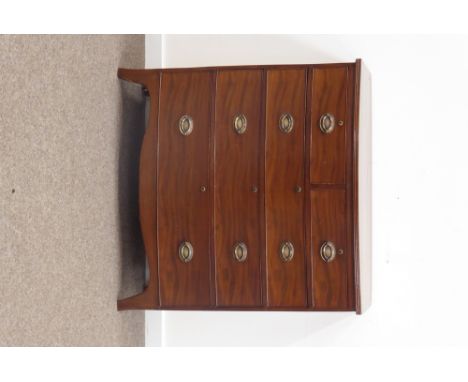 Early 19th century mahogany bow front chest, two short and three long drawers, splayed bracket feet, W105cm, H104cm, D54cm