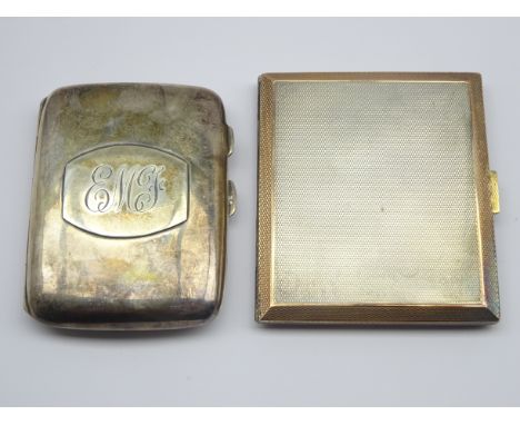 Engine turned silver cigarette case Chester 1928 and another silver cigarette case 6.2ozs