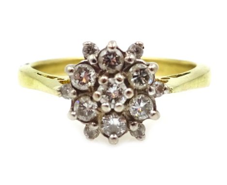 18ct gold (tested) diamond cluster ring Condition Report & Further Details Approx 4.9gm, size Q-RClick here for further image