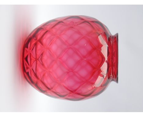 Cranberry glass oviform lamp shade, H29cm