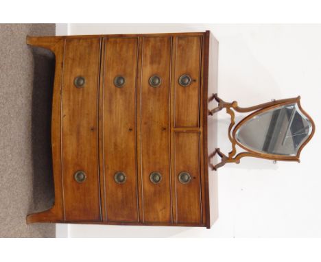 Early 19th century bow front chest, two short and three long drawers, splayed bracket feet (W106cm, H103cm, D52cm), and a 20t