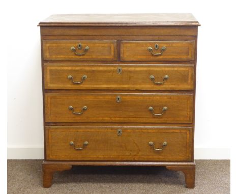 George III oak chest, two short and three long drawers, bracket feet, W90cm, H97cm, D46cm1