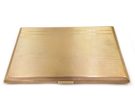 Art Deco 9ct rose gold cigarette case, engine turned decoration 12.7cm Condition Report & Further Details approx 200gmClick h