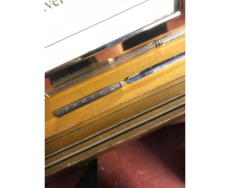 A lot of various silver plated and pewter picture frames, Silver plated dog figure & Sheffield silver handled letter opener 