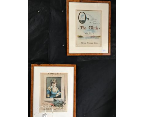 2 Vintage advertising prints framed in veneer 