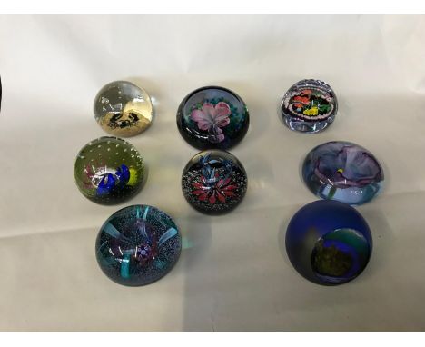 A Collection of 8 Caithness Scottish paperweights, Includes mystic island 21/350, four nations 96/250, Love Blossoms 24/100 &