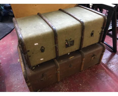 2 Vintage travel trunks which includes the Bentwood Atlas trunk. 