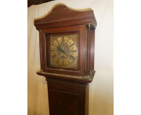 An early to mid 18th Century longcase clock by Wolley of Codnor (Woolley) with 10" brass square dial, 30-hour single-handed m