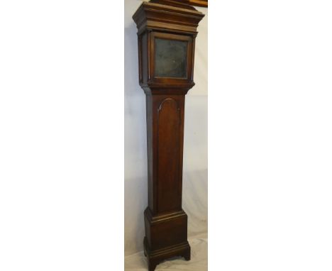 A 19th Century oak  longcase clock case to fit 10/11" square dial