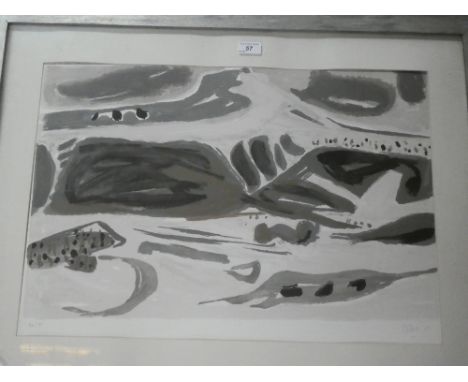 A limited edition abstract print signed Celice, 40/75, framed and glazed