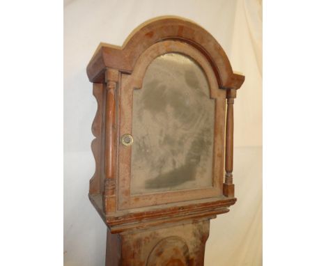 A 19th Century stained pine longcase clock case to fit 12" arched dial (af)