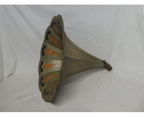 An old painted metal gramophone horn 24" long