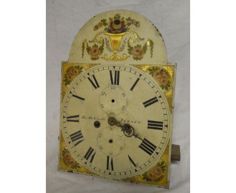 A 19th Century longcase clock 8-day movement with 12" painted arched dial by Thomas De Gruchy of Jersey