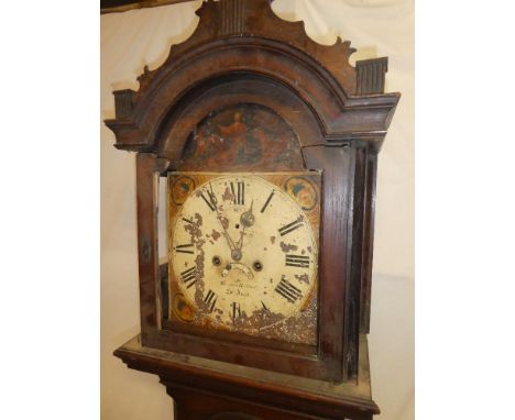 A 19th Century Cornish longcase clock By Thomas Bottrall of St. Just with 12" painted arched dial and 8-day movement in oak t