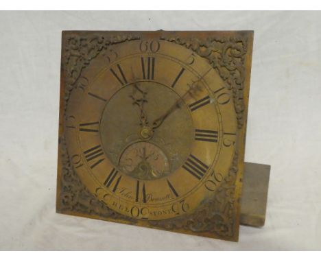 An 18th Century Cornish longcase clock 30-hour movement with 11" brass square dial by John Bennett of Helstone (Helston)