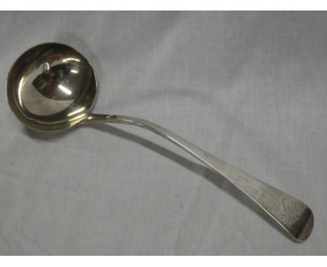 A George IV silver "Old English" pattern ladle with engraved initial, London marks 1827