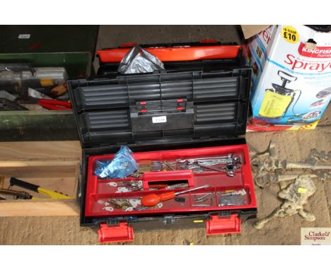 Two plastic tool boxes and contents 