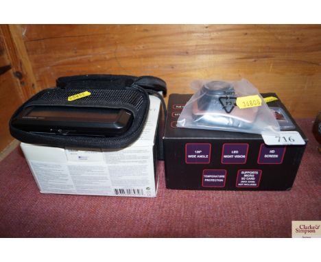A car DBR camera with original box together with a Garmin satnav with original box