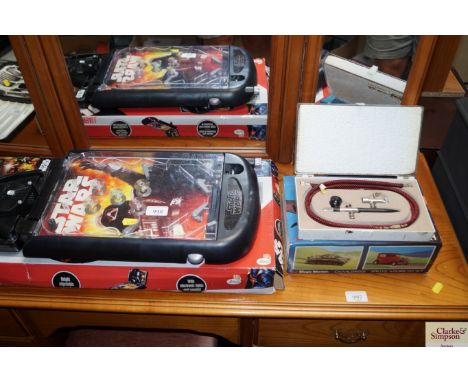 A Star Wars super pinball together with a Spirit airbrush etc