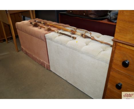Two button down upholstered ottomans